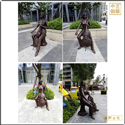 純銅拉琴人物銅雕塑制作 純銅拉琴人物銅雕塑制作