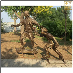 小孩滑滑車人物銅雕塑 小孩滑滑車人物銅雕塑