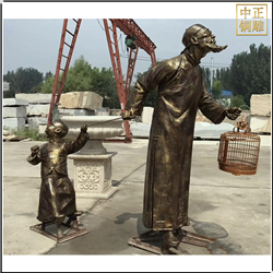 遛鳥人物銅雕塑 遛鳥人物銅雕塑
