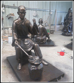 古代熬藥雕塑|中醫(yī)熬藥銅雕塑 古代熬藥雕塑|中醫(yī)熬藥銅雕塑