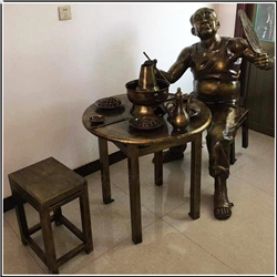 吃火鍋人物銅雕塑 吃火鍋人物銅雕塑