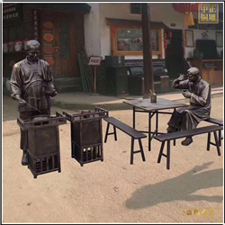 步行街商場(chǎng)門前吃飯銅雕塑 步行街商場(chǎng)門前吃飯銅雕塑